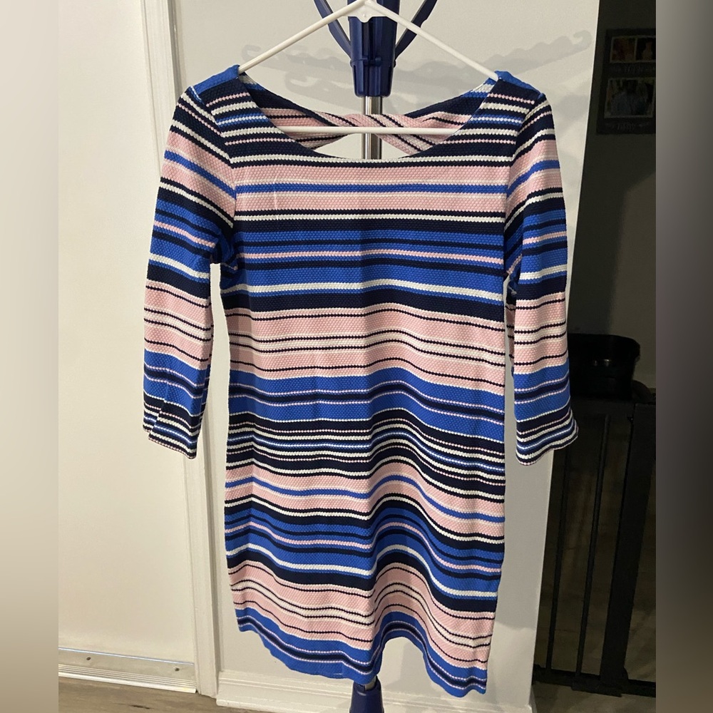 Lilly Pulitzer Pink & Blue Striped 3/4 Sleeve Dress Size M